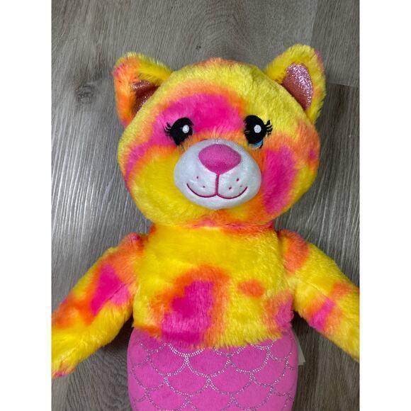 Build-A-Bear Mer-Cat Plush‎ 16" Pink Tie-Dye Shimmering Tail Mermaid Cat - Picture 7 of 12
